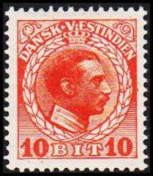 1915-1916. Chr. X. 10 Bit Red. Variety. (Michel: 50) - JF128292 - Deens West-Indië