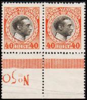1915-1916. Chr. X. 40 Bit Grey/red. Pair With Margin No. 50. (Michel: 55) - JF128366 - Deens West-Indië