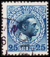 1915-1916. Chr. X. 25 Bit Blue/blue. Variety. (Michel: 53) - JF128313 - Dänisch-Westindien