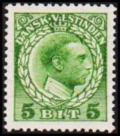 1915-1916. Chr. X. 5 Bit Green. Variety. (Michel: 49) - JF128290 - Dänisch-Westindien