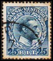 1915-1916. Chr. X. 25 Bit Blue/blue. Variety. (Michel: 53) - JF128314 - Dänisch-Westindien