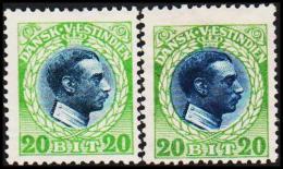 1915-1916. Chr. X. 20 Bit Blue/green 2 Shades. (Michel: 52) - JF128304 - Dänisch-Westindien