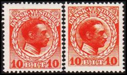 1915-1916. Chr. X. 10 Bit Red. 2 Shades. (Michel: 50) - JF128300 - Dänisch-Westindien