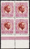 1915-1916. Chr. X. 15 Bit Brown/lilac. 4-block With 2 Stamps Never Hinged. Variety.  (Michel: 51) - JF128373 - Deens West-Indië