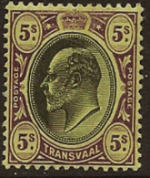 TRANSVAAL 1902 5/- KE VII HM SG 254 SC34 - Transvaal (1870-1909)