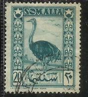 SOMALIA AFIS 1950 AFRICAN SUBJECTS SOGGETTI AFRICANI STRUZZO OSTRICH CENT. 20c USATO USED OBLITERE´ - Somalia (AFIS)