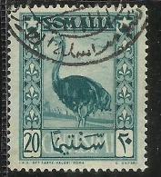 SOMALIA AFIS 1950 AFRICAN SUBJECTS SOGGETTI AFRICANI STRUZZO OSTRICH CENT. 20c USATO USED OBLITERE´ - Somalia (AFIS)