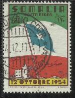 SOMALIA AFIS 1954 POSTA AEREA AIR MAIL SOMALI FLAG BANDIERA SOMALA 1,20 LIRE DRAPEAU DE LA SOMALIE USATO USED OBLITERE´ - Somalia (AFIS)