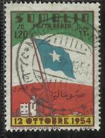 SOMALIA AFIS 1954 POSTA AEREA AIR MAIL SOMALI FLAG BANDIERA SOMALA 1,20 LIRE DRAPEAU DE LA SOMALIE USATO USED OBLITERE´ - Somalia (AFIS)