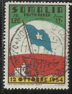 SOMALIA AFIS 1954 POSTA AEREA AIR MAIL SOMALI FLAG BANDIERA SOMALA 1,20 LIRE DRAPEAU DE LA SOMALIE USATO USED OBLITERE´ - Somalia (AFIS)