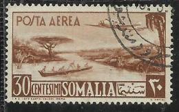 SOMALIA AFIS 1950 - 1951 POSTA AEREA AIR MAIL VEDUTA VIEW CENT. 30 C USATO USED OBLITERE´ - Somalia (AFIS)