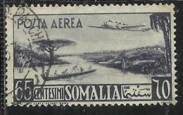 SOMALIA AFIS 1950 - 1951 POSTA AEREA AIR MAIL VEDUTA VIEW CENT. 65 C USATO USED OBLITERE´ - Somalia (AFIS)