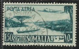 SOMALIA AFIS 1950 - 1951 POSTA AEREA AIR MAIL VEDUTA VIEW SOMALI 1,50 S USATO USED OBLITERE´ - Somalia (AFIS)