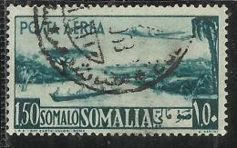 SOMALIA AFIS 1950 - 1951 POSTA AEREA AIR MAIL VEDUTA VIEW SOMALI 1,50 S USATO USED OBLITERE´ - Somalia (AFIS)