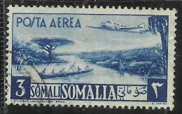 SOMALIA AFIS 1950 - 1951 POSTA AEREA AIR MAIL VEDUTA VIEW SOMALI 3 S USATO USED OBLITERE´ - Somalia (AFIS)