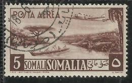 SOMALIA AFIS 1950 - 1951 POSTA AEREA AIR MAIL VEDUTA VIEW SOMALI 5 S USATO USED OBLITERE´ - Somalia (AFIS)