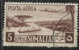 SOMALIA AFIS 1950 - 1951 POSTA AEREA AIR MAIL VEDUTA VIEW SOMALI 5 S USATO USED OBLITERE´ - Somalia (AFIS)