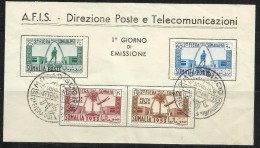 SOMALIA AFIS 1953 SECOND 2th SOMALI FAIR - SECONDA 2 FIERA SOMALA SERIE COMPLETA COMPLETE SET FDC - Somalia (AFIS)