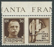 1942 REGNO PROPAGANDA DI GUERRA 30 CENT MNH ** - VA03-4 - Propagande De Guerre