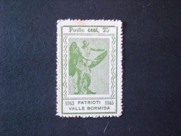 STAMPS ITALIA 1945 VALLE BORMIDA PATRIOTTI PERSEO VITTORIA ALATA 25 CENT VERDE GIALLO - Ortsausgaben/Autonome A.