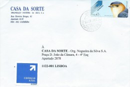 TIMBRES -  STAMPS- LETTRE - MARCOPHILIE - PORTUGAL -  OISEAUX  HIRRONDELLE DAURICA - CACHET 08-02-2007- COIMBRA (MERCADO - Hirondelles