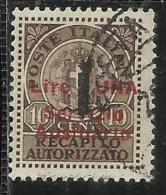 EMISSIONI LOCALI GUIDIZZOLO 1945 SERVIZIO AUSILIARIO RECAPITO AUTORIZZATO SOPRASTAMPA ROSSA LIRE 1 SU CENT.10 USATO USED - Local And Autonomous Issues