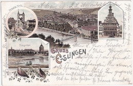 Gruss Aus ESSLINGEN Color Litho Vorläufer Rathhaus Pliensauthor Dionysios 5.6.1895 Gelaufen - Esslingen