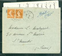 LETTRE  Affranchie Par Yvert N°235 X 2 , Oblitéré Cad Gueret  - Creuse  En 1935  Am10105 - Cartas & Documentos