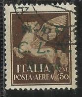 CLN BARGE COMITATO DI LIBERAZIONE NAZIONALE REPUBBLICA SOCIALE 1945 POSTA AEREA AIR MAIL CENT. 50 USATO USED OBLITERE' - Centraal Comité Van Het Nationaal Verzet (CLN)