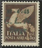 CLN BARGE COMITATO DI LIBERAZIONE NAZIONALE REPUBBLICA SOCIALE 1945 POSTA AEREA AIR MAIL CENT. 50 MNH - Centraal Comité Van Het Nationaal Verzet (CLN)