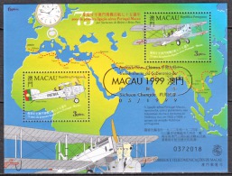 MACAU-(BLOCOS)1999, 75 Anos Ligação Aérea Portugal-Macau.  (MUNDIFIL  Nº 992/3-Bloco C/ Série)  ** MUNDIFIL BLOCO Nº 67A - Blokken & Velletjes