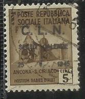 CLN SESTO CALENDE COMITATO DI LIBERAZIONE NAZIONALE REPUBBLICA SOCIALE 1945 SOPRASTAMPATO D´ITALIA  CENT. 5 USATO USED O - Centraal Comité Van Het Nationaal Verzet (CLN)