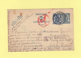 Entier Postal Destination France - 1944 - Courrier Verifie Encre Symphatique - Briefkaarten 1934-1951