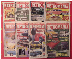 8 Revues Retromania 1999-2003. Meharui Ford Venturi Alfa Lancia Porsche Matra Floride Cadillac VW Vespa - Auto