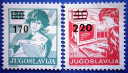 YUGOSLAVIA  POSTAL SERVICE 170/120 Din. And 220/140 Din. 1988 MNH  Mic.2316-2317 Perf. 13 1/4 - Unused Stamps