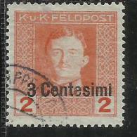 OCCUPAZIONE AUSTRIACA 1918 CENT. 3 SU 2 H USATO USED OBLITERE´ - Occ. Autrichienne