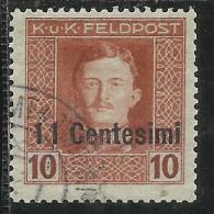 OCCUPAZIONE AUSTRIACA 1918 CENT. 11 SU 10 H USATO USED OBLITERE´ - Occ. Autrichienne