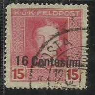 OCCUPAZIONE AUSTRIACA 1918 CENT. 16 SU 15 H USATO USED OBLITERE´ - Oostenrijkse Bezetting