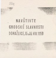 J1706 - Czechoslovakia (1945-79) Control Imprint Stamp Machine (R!): Visit Chod Festivities Domazlice, 15.-16.VIII.1959 - Ensayos & Reimpresiones