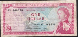 E.C.T.  P13a1   1  DOLLAR   L.1965 Signature 1 ! VF No P.h. ! - Caribes Orientales