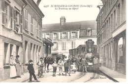 76 - SAINT - ROMAIN - DE - COLBOSC : LE TRAMWAY AU DEPART .CHEVAL, TRAM, ANIMATION . - Saint Romain De Colbosc