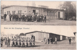 Gruss Aus Dem Kriegslager WÜNSDORF Zossen Baracke 5 Kantine Bier Fass + 27 Unterkunft Mannschaft Gewehr Ab 6.9.1915 FP - Zossen