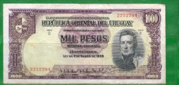 9 URUGUAY -Emitidos Desde 1939 A 1966- Bill. Nº 40-Bco. República O.del Uruguay-1 Bill. De 1000 - Uruguay