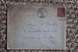 Entier Postal Enveloppe 10c Semeuse Lignée Oblitération La Verpillière Isère - Standard Covers & Stamped On Demand (before 1995)