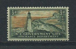 NEW  ZEALAND    1947    Life  Insurance    1/2d  Grey  Green  And  Orange  Red    MH - Ongebruikt