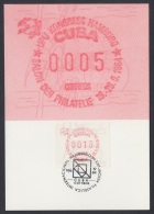 FRAMA-5 CUBA. 1984. FERIA INTERNACIONAL DEL SELLO. HAMBURGO. GERMANY. ALEMANIA. TARJETA ESPECIAL 13c. INTERNATIONAL STAM - Franking Labels