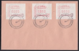 FRAMA-1 CUBA. 1984. FERIA INTERNACIONAL DEL SELLO. MESSE. ESSEN. GERMANY. ALEMANIA. SOBRE SERIE COMPLETA. INTERNATIONAL - Franking Labels