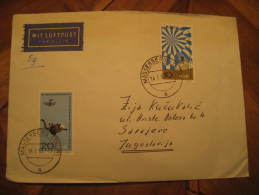 Masserberg 1966 To Sarajevo Yugoslavia Parachutting Leipzig World Championships Stamp Cover DDR Germany - Parachutespringen