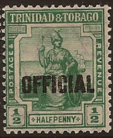 TRINIDAD & TOBAGO 1917 1/2d Official M SGO15a TF118 - Trinidad & Tobago (...-1961)