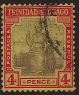 TRINIDAD & TOBAGO 1913 4d Britannia SG152d U TF251 - Trinidad & Tobago (...-1961)